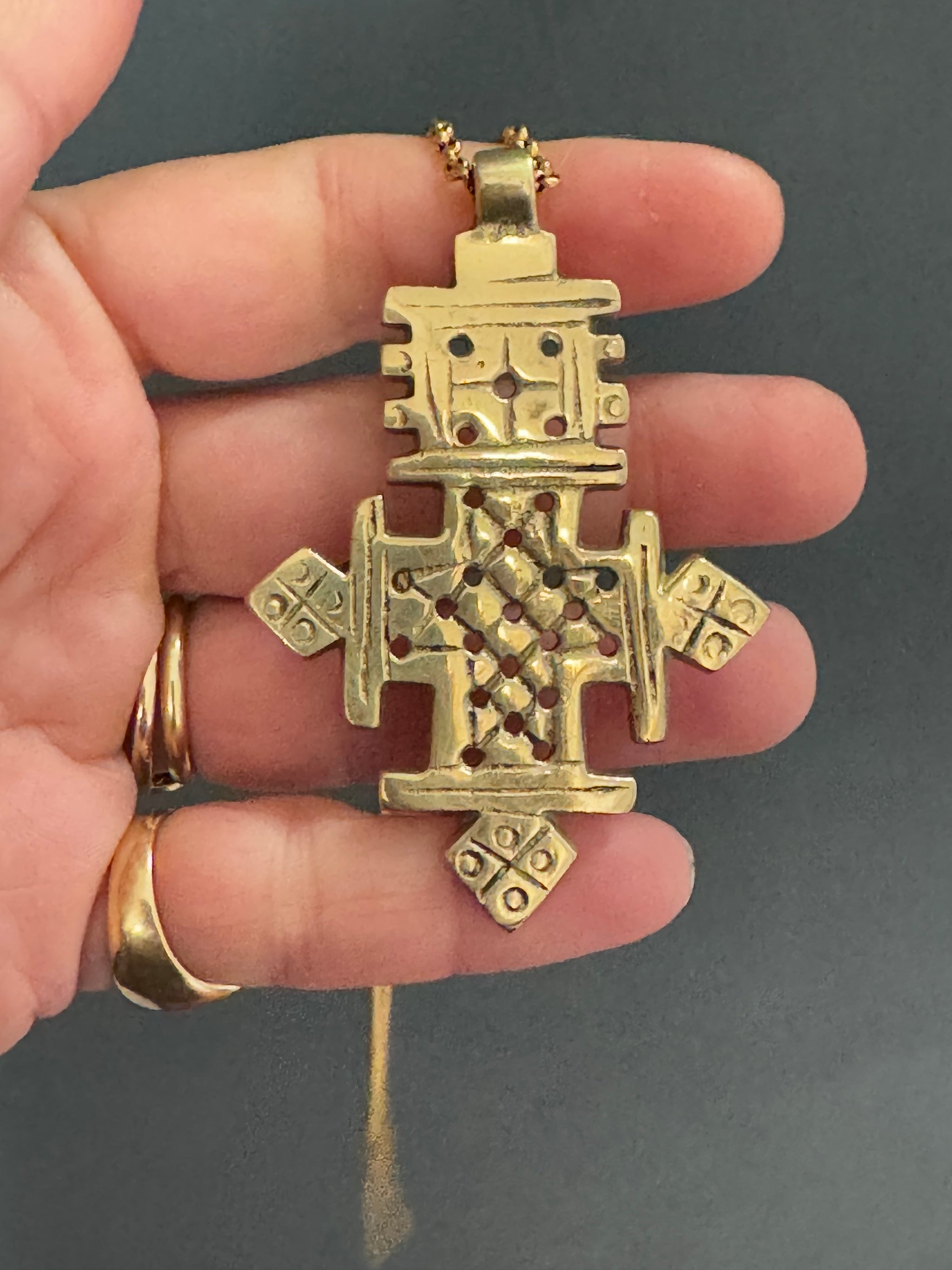 Collier Tribal Avec Croix En Cuivre - Longueur 12,5 Pouces, Style Bohème