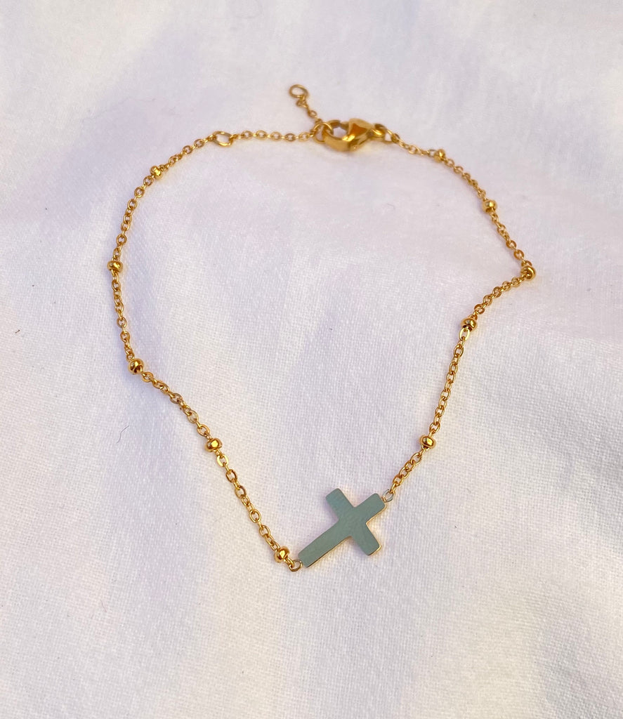 Bracelet croix et chaîne boule - La Maison Toulonnaise